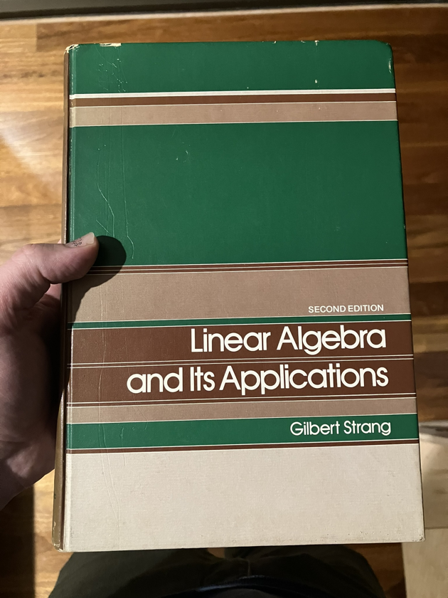 The cover the book Linear Algebra and Its Applications by Gilbert Strang