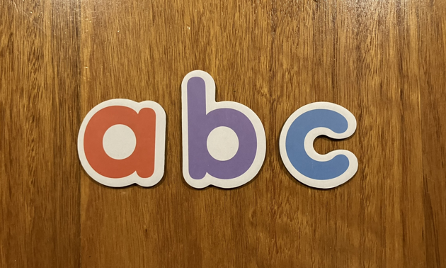 The letters, 'a', 'b' and 'c'