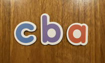 The letters 'c', 'b' and 'a'