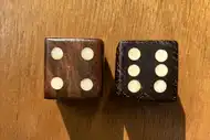 Two dice. The first with the 4 side up, the second with the 6 side up